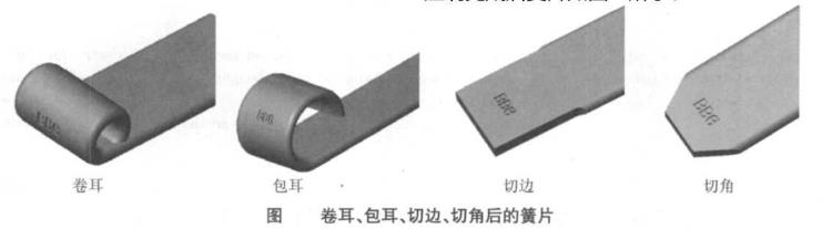 汽車板簧卷耳、包耳、切邊、切角后的簧片圖
